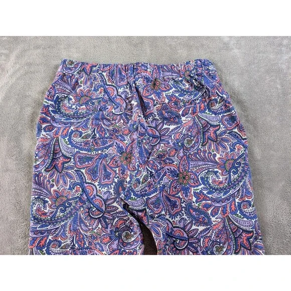 Isaac Mizrahi Live Pants Women’s 8P Purple Paisley Crop Pull On Mid Rise - Picture 4 of 10